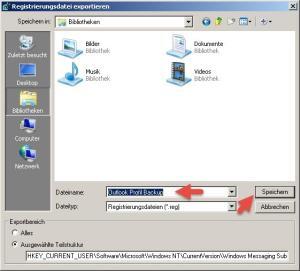 Outlook Profil sichern und wieder einspielen 3 Outlook Profil exportieren