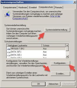Systemwiederherstellung Computerschutz