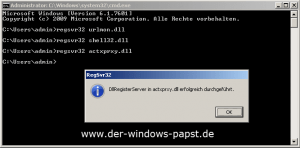 IE Probleme manuell beheben 4 regsvr32 actxprxy.dll
