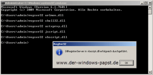 IE Probleme manuell beheben 6 regsvr32 vbscript.dll