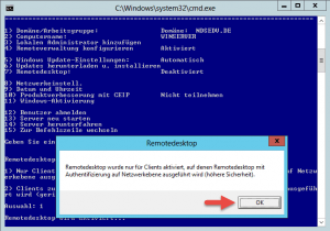 Server 2012 Remote Desktop einschalten sconfig.cmd 4 sconfig remote desktop enabled