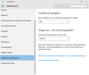 Windows 10 Datenschutz Feedback