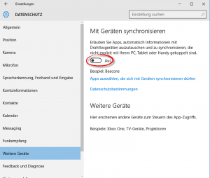 Windows 10 Datenschutz Geräte