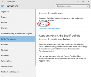 Windows 10 Datenschutz Konten