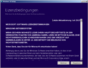 Windows 10 Upgrade mit Media Creation Tool USB Stick 5 Windows 10 Lizenzbedingungen