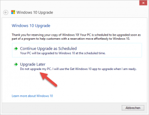 Windows 10 Upgrade Later