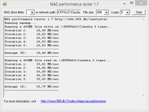 NAS Performance Tester Average Read Write