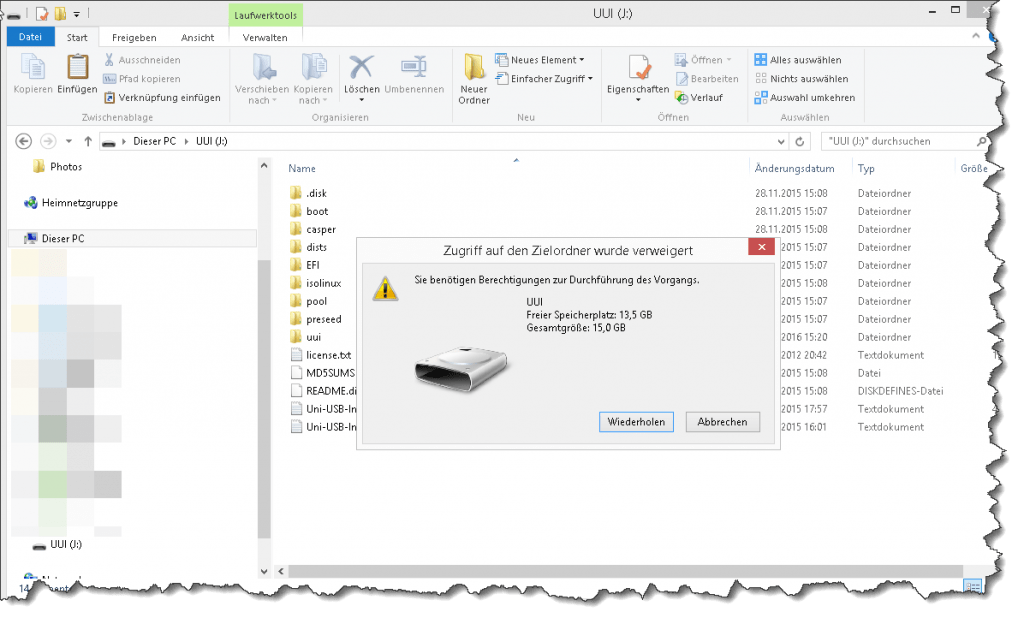 Sie Benötigen Berechtigungen Zur Durchführung Des Vorgangs Trotz Vollzugriff Wechseldatenträger Schreibzugriff verweigern - Der Windows Papst - IT