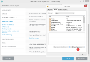 ESET Stammzertifikat anzeigen ESET Stammzertifikat in Datei kopieren