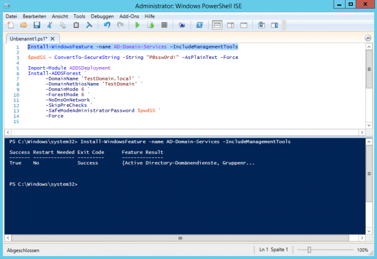 Powershell - Active Directory Rolle installieren und Active Directory ...