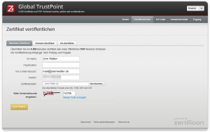 Zertifikat veröffentlichen