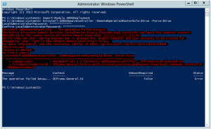 Server 2012 - Domain Controller Herabstufung demote access denied 3 Powershell demoting DC access denied