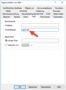 Anmeldeskript löschen