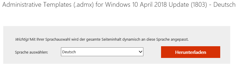 Administrative Templates .admx for Windows 10 April 2018 Update 1803 Deutsch