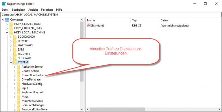 CurrentControlSet, ControlSet001, ControlSet002 und LastKnownGood ...