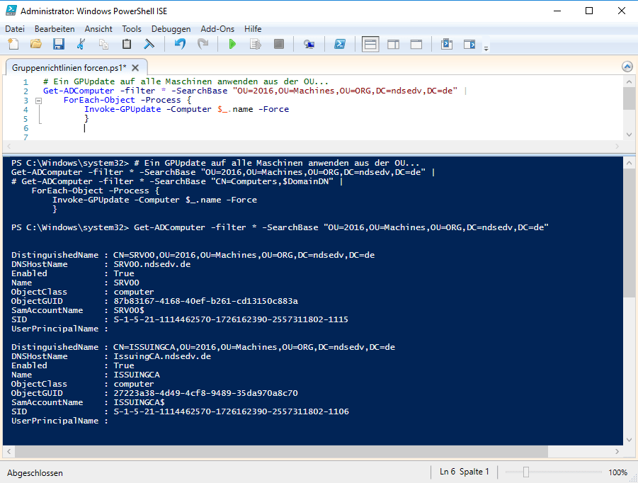 Gruppenrichtlinienupdate per Powershell erzwingen