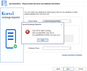 MicrosoftODBC SQL Server DriverDBMSLPCN SSL Security error
