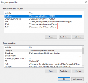 Umgebungsvariablen Windows Server 2019 Bug