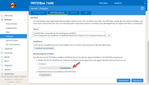 Lets Encrypt Zertifikat in Fritzbox importieren