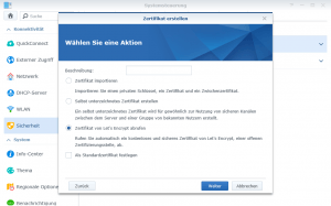 Synologie Zertifikat abrufen
