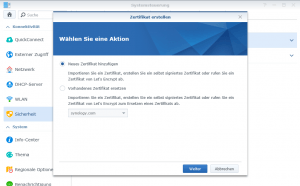Synologie Zertifikat erstellen