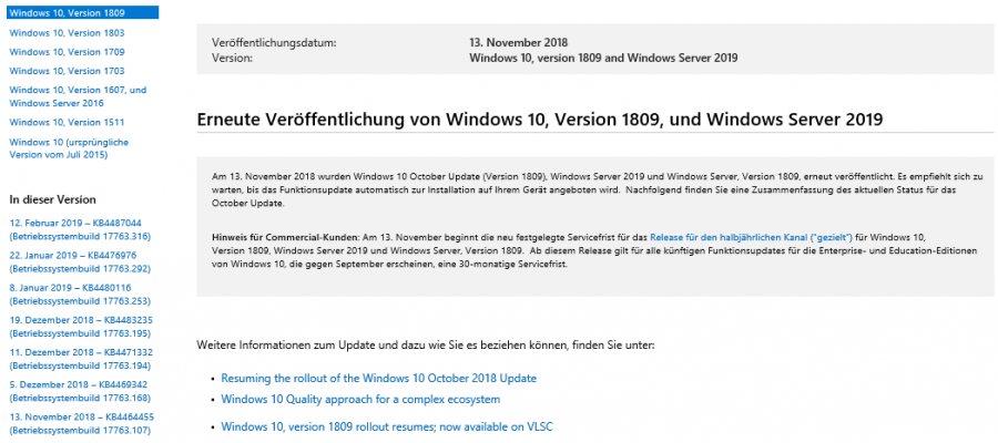 Windows Update History Updateverlauf