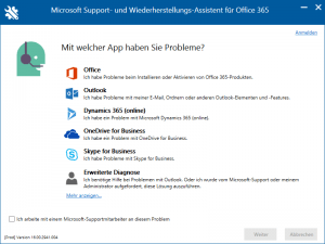 Microsoft Support- und Wiederherstellungs-Assistent für Office 365 Outloo