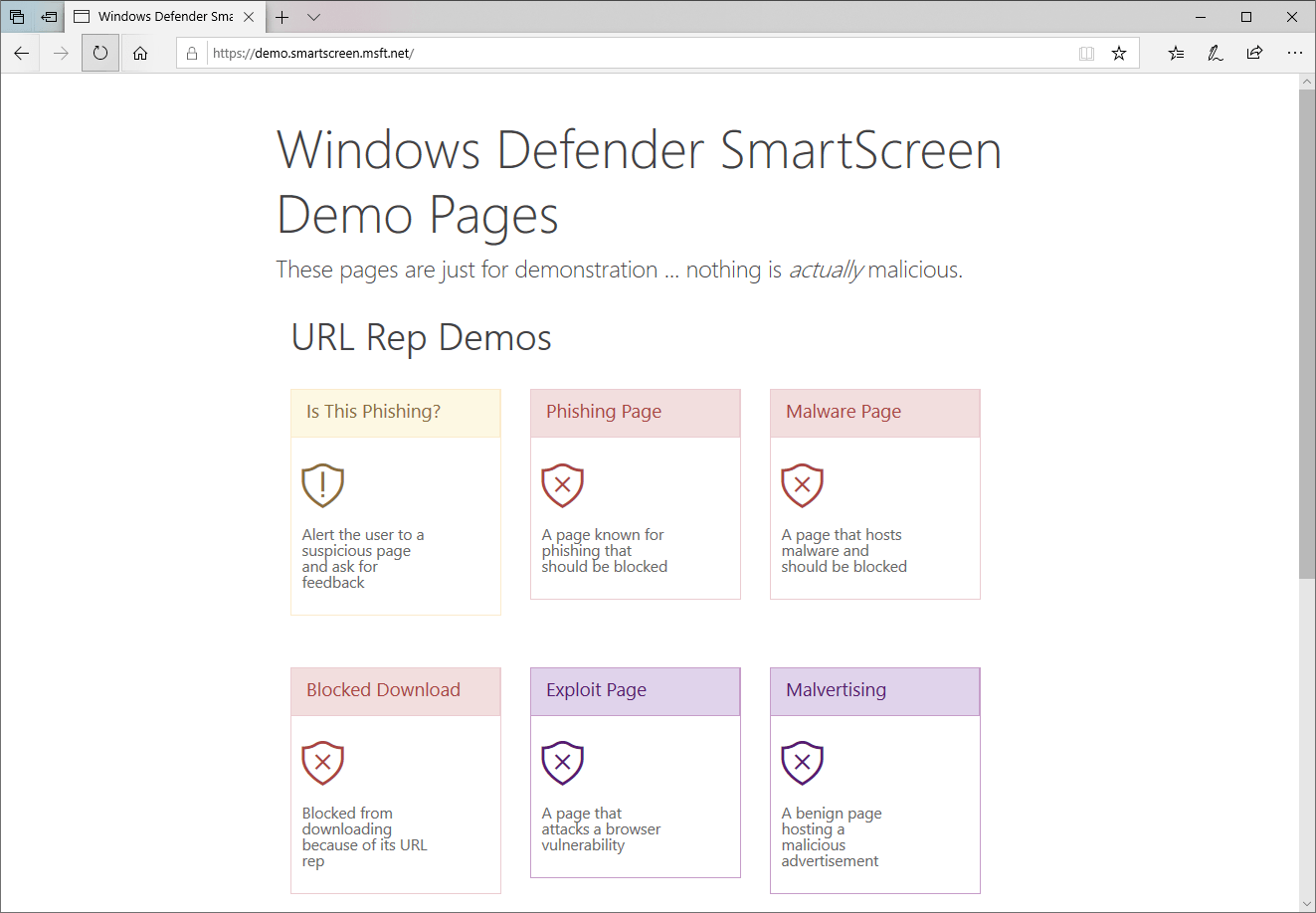 Windows Defender SmartScreen Demo