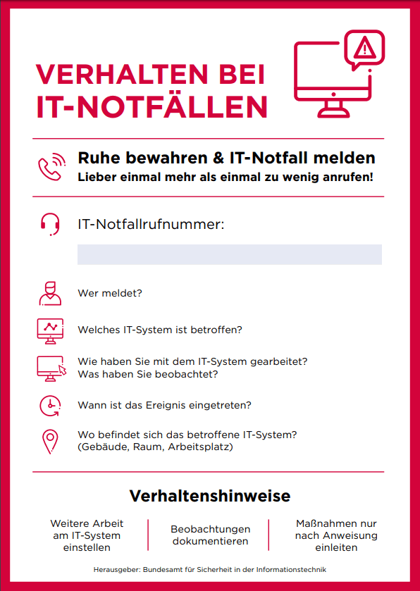 Verhalten bei IT Notfällen