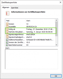 Zertifikatssperrliste erneuern