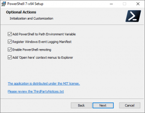 Microsoft Windows Powershell 7 Optional Actions Microsoft Windows Powershell 7.1.3