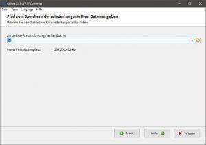 Pfad zum Speichern der wiederhergestellten Daten angeben