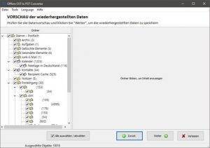 Vorschau der wiederhergestellten Daten