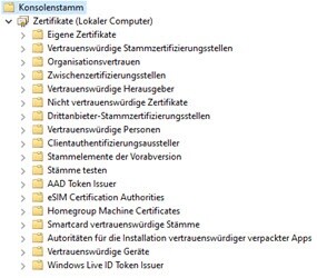 Windows Zertifikatsspeicher oder Container