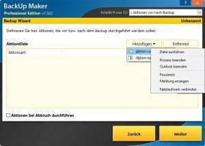 BackUp Aktionen ausführen