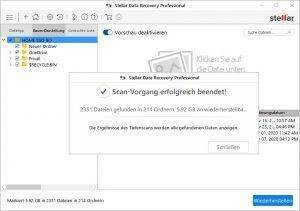 Stellar Data Recovery - Scan Vorgang beendet Stellar Data Recovery - Scan Vorgang beendet