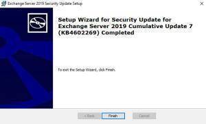 Exchange 2019 CU7 KB4602269 Completed Exchange 2019 CU7 KB4602269 Completed