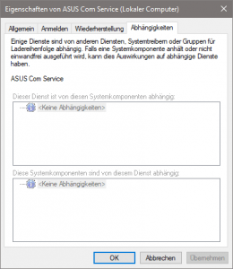 Dienst Abhängigkeiten ebfernen Dienst Abhängigkeiten ebfernen