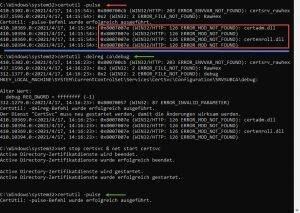 126 ERROR_MOD_NOT_FOUND certadm.dll