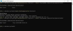Exchange Postfach manuell unter Quarantäne stellen