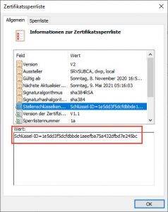 Schlüsselkennung Zertifikatssperrliste