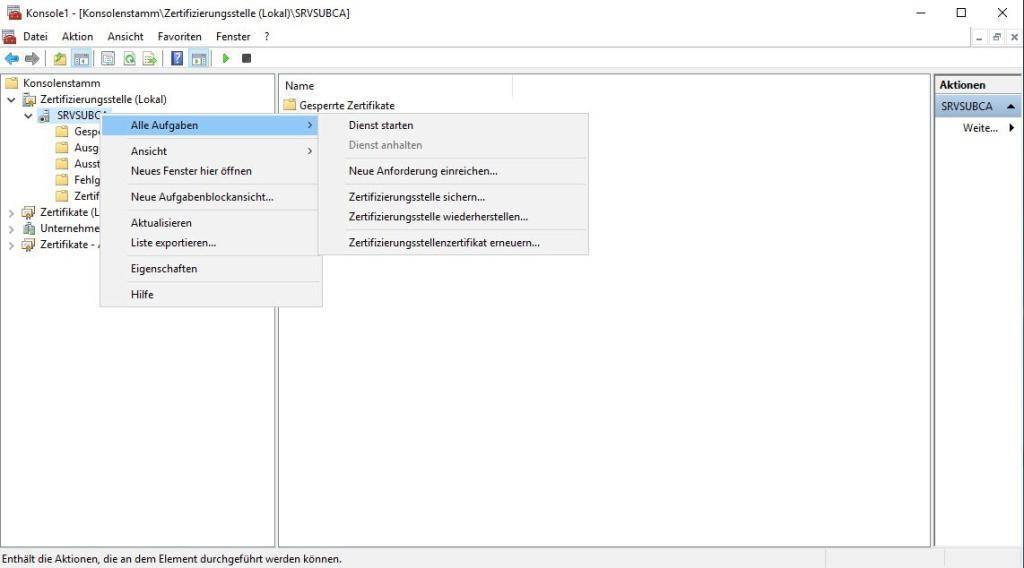Delete SubCa Certificate