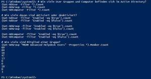 Wie viele User Gruppen und Computer befinden sich im Active Directory? Wie viele User Gruppen und Computer befinden sich im Active Directory?