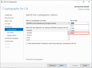 Cryptography for CA max Key Length