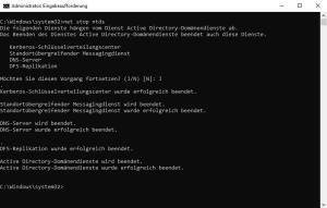 Die in Abhängigkeit stehen Dienste werden ebenfalls beendet Die in Abhängigkeit stehen Dienste werden ebenfalls beendet