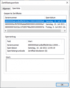 Sperrliste Seriennummern
