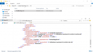 Sicherheitsrisiko IIS Klartext Kennwort XML IIS Bindungen exportieren und importieren