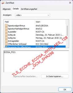 Zertifikat korrespondiert mit welcher cipher
