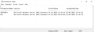 Servername Install Date Last Boot Time