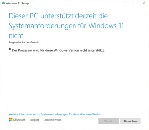 CPU Sperre Windows 11 umgehen